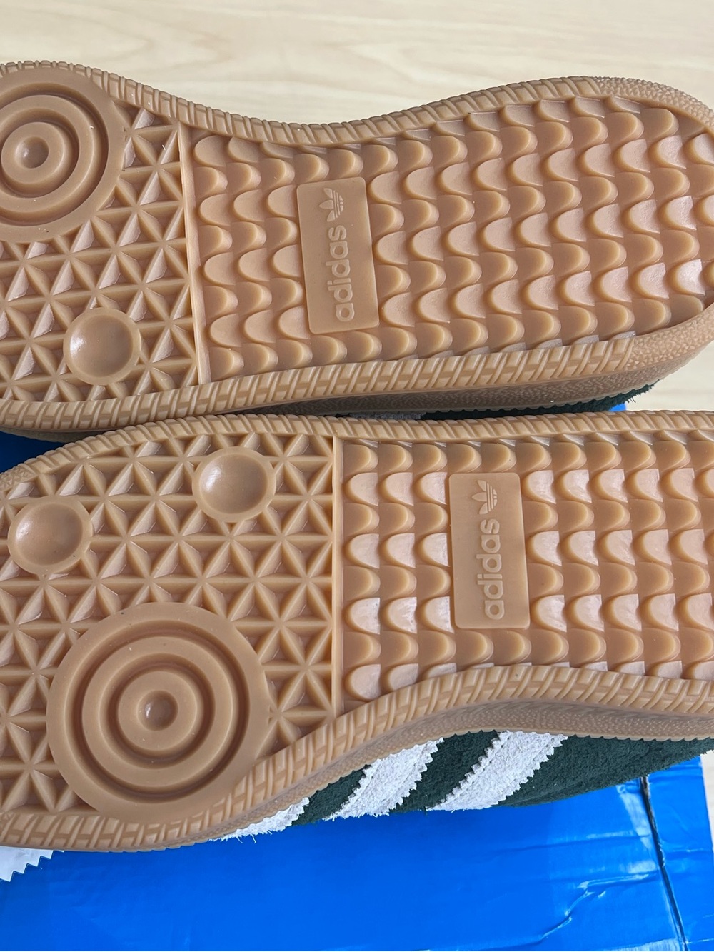 Adidas  Samba Sneakers in Dark Green and White with Gum Sole - Picture 6 of 7